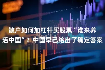 散户如何加杠杆买股票　　“谁来养活中国”？中国早已给出了确定答案