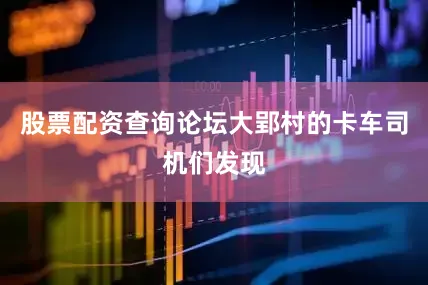 股票配资查询论坛大郢村的卡车司机们发现