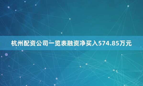 杭州配资公司一览表融资净买入574.85万元